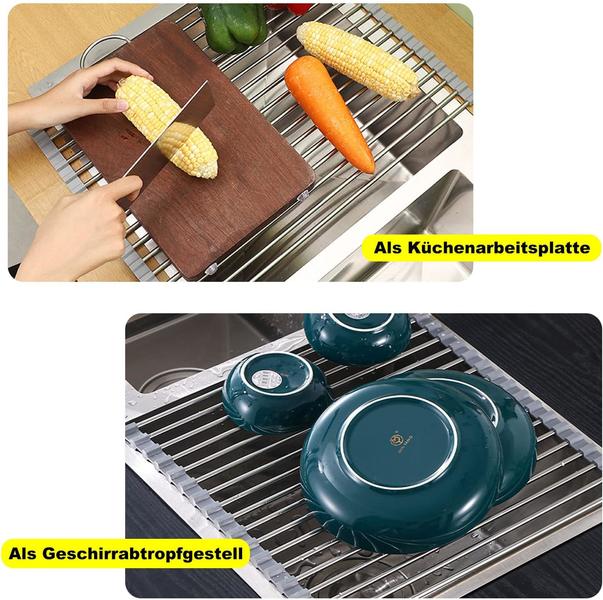 Escurridor de platos plegable de acero inoxidable