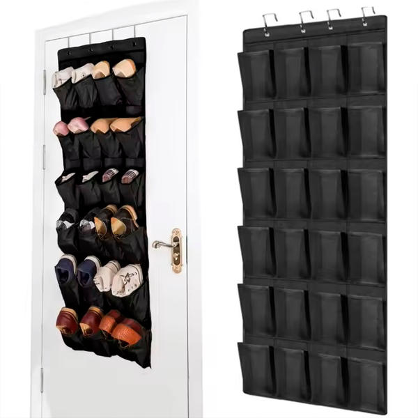 Organizador de zapatos y otras cosas, colgante sobre la puerta 20 bolsillos color negro