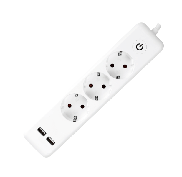 Regleta con tres tomas sobretensión + 2 usb con carga rápida