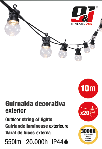 Guirnalda led decorativa 20 luces (10 metros).