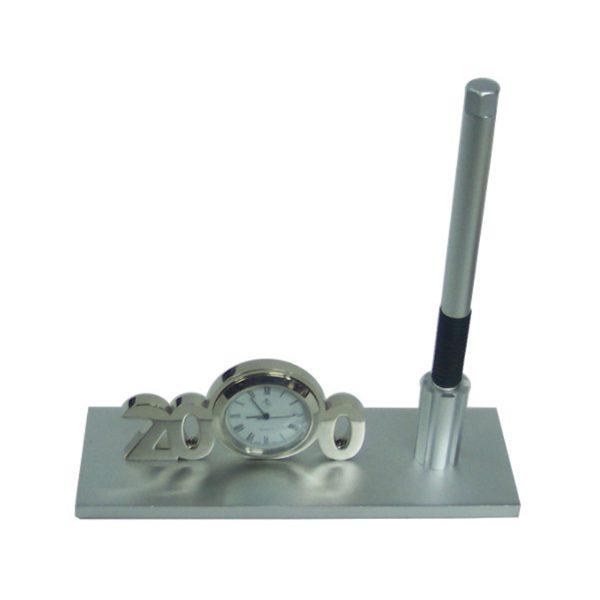 15 unidades de escribanía aluminio reloj y bolígrafo 15x5x5cm