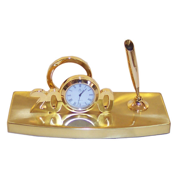 15 unidades de porta-tarjetas de latón dorado con reloj 16x11x7cm