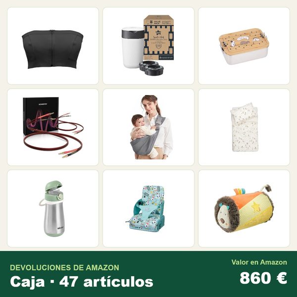 Caja de 47 devoluciones de amazon · bebé y puericultura · 860 € de valor en amazon