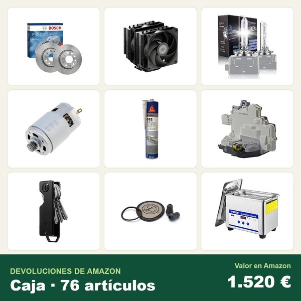 Caja de 76 devoluciones de amazon · recambios y accesorios de coche · 1.520 € de valor en amazon